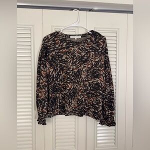 Madison + Hudson Women's Long Sleeve Brown Casual Top Elastic Sleeve Size Medium